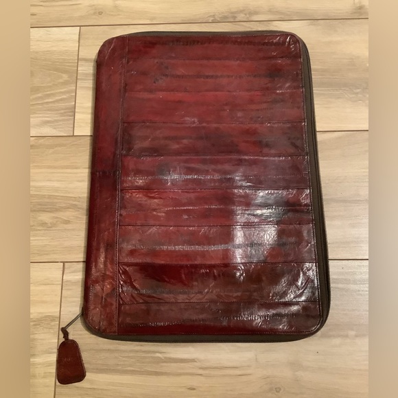 EUC EDC Eelskin & Suede leather Portfolio clamshell organizer - Picture 3 of 11